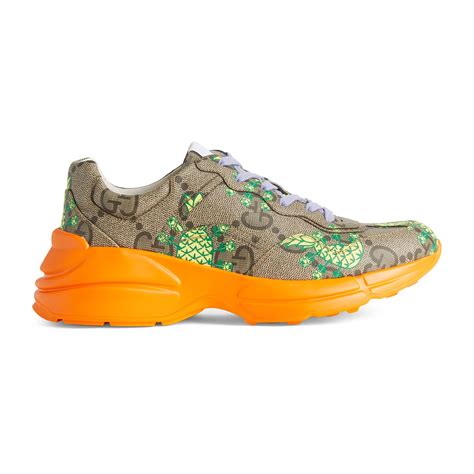 gucci pineapple men's rhyton sneaker|Gucci embroidered sneakers.